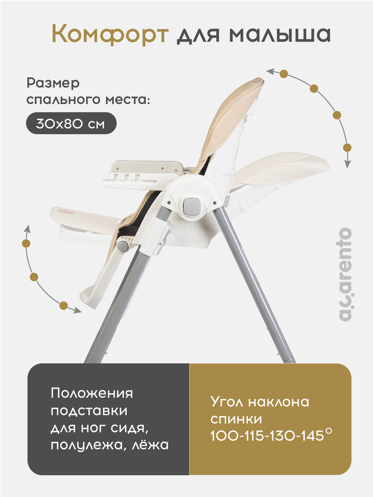 Стульчик для кормления Acarento Pannacotta бежевый - фото 2