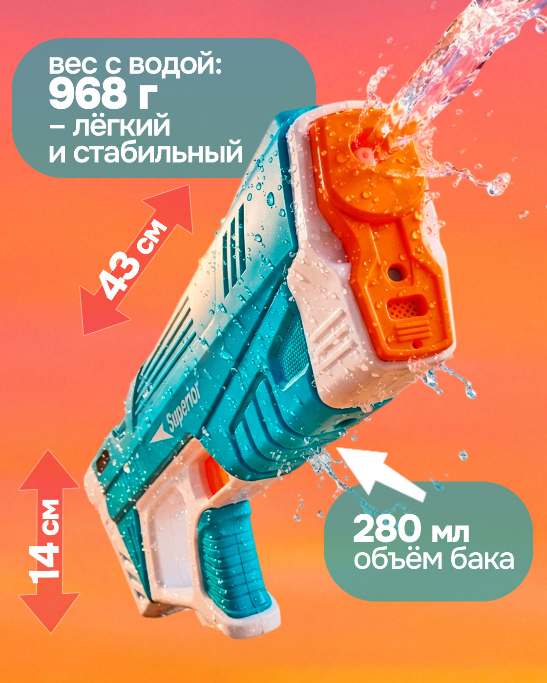 Пистолет водный 1TOY электрический на аккумуляторе - фото 4