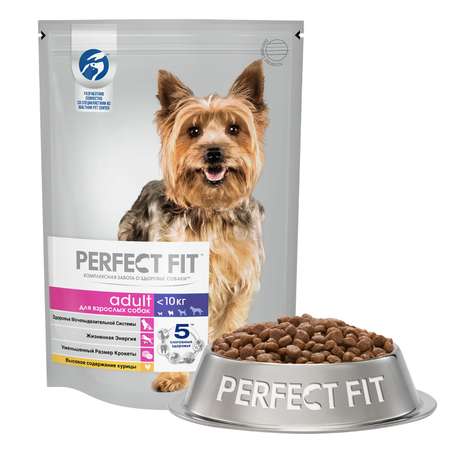 Корм для собак PerfectFit для мелких и миниатюрных пород с курицей сухой 500г