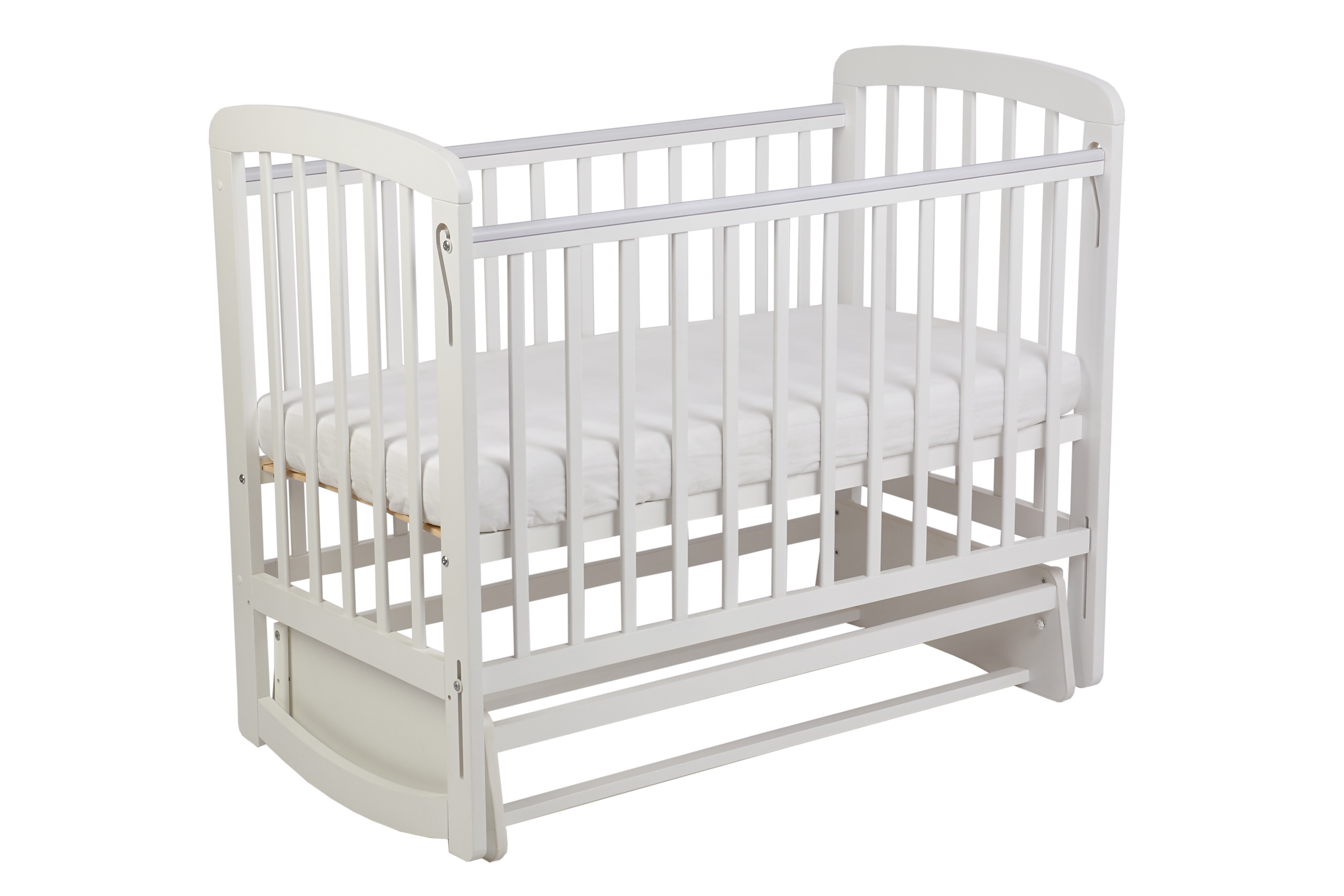 Детская кроватка Polini kids прямоугольная, поперечный маятник (белый) - фото 7