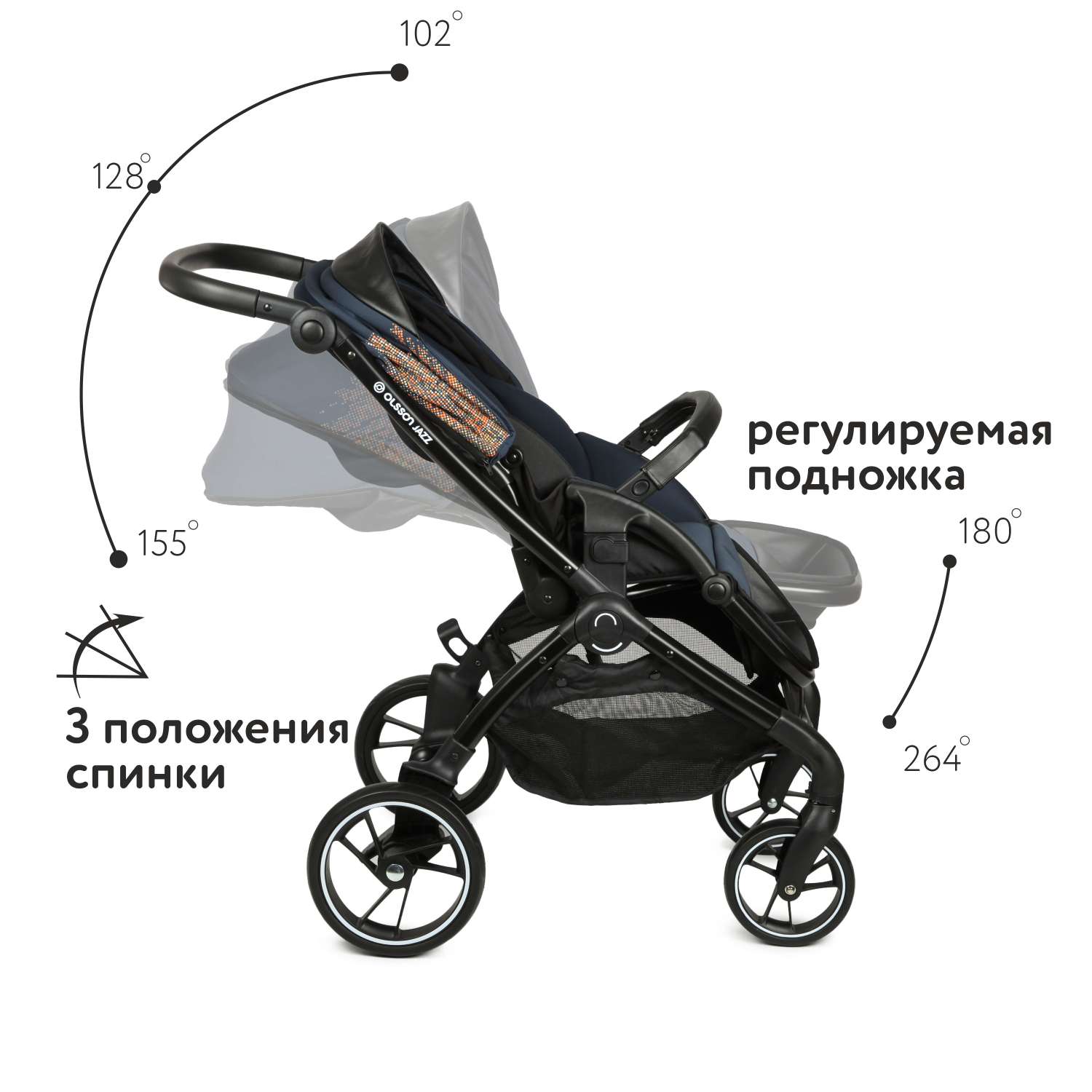 Коляска прогулочная Olsson Jazz Dark Blue - фото 4