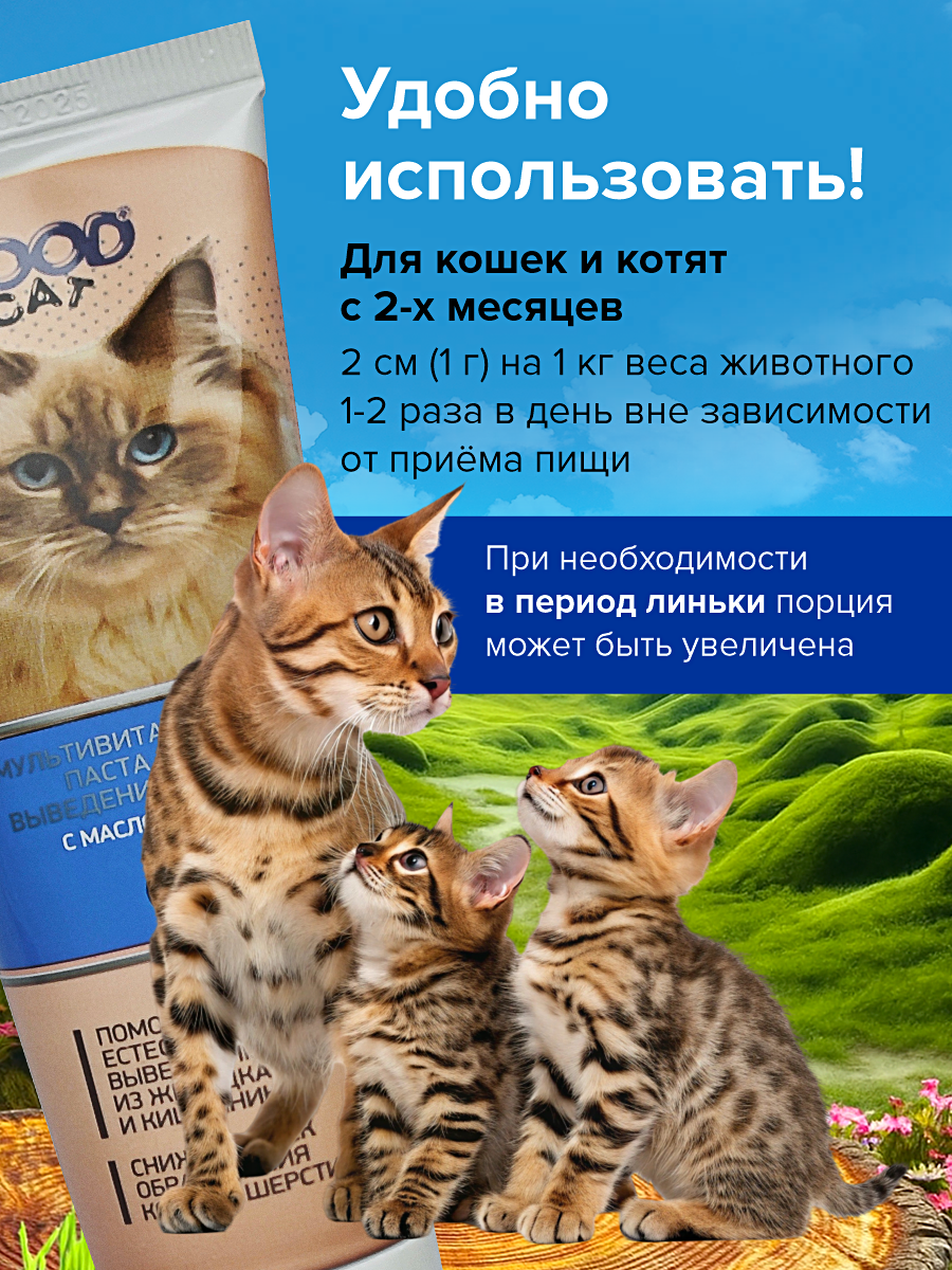 Паста для выведения шерсти витаминная GOODR Cat с маслом лосося 75мл - фото 8