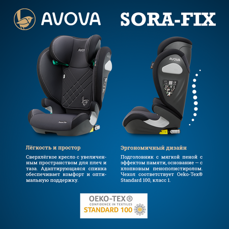Автокресло Avova Sora-Fix Isofix 2/3 (15-36 кг) черный