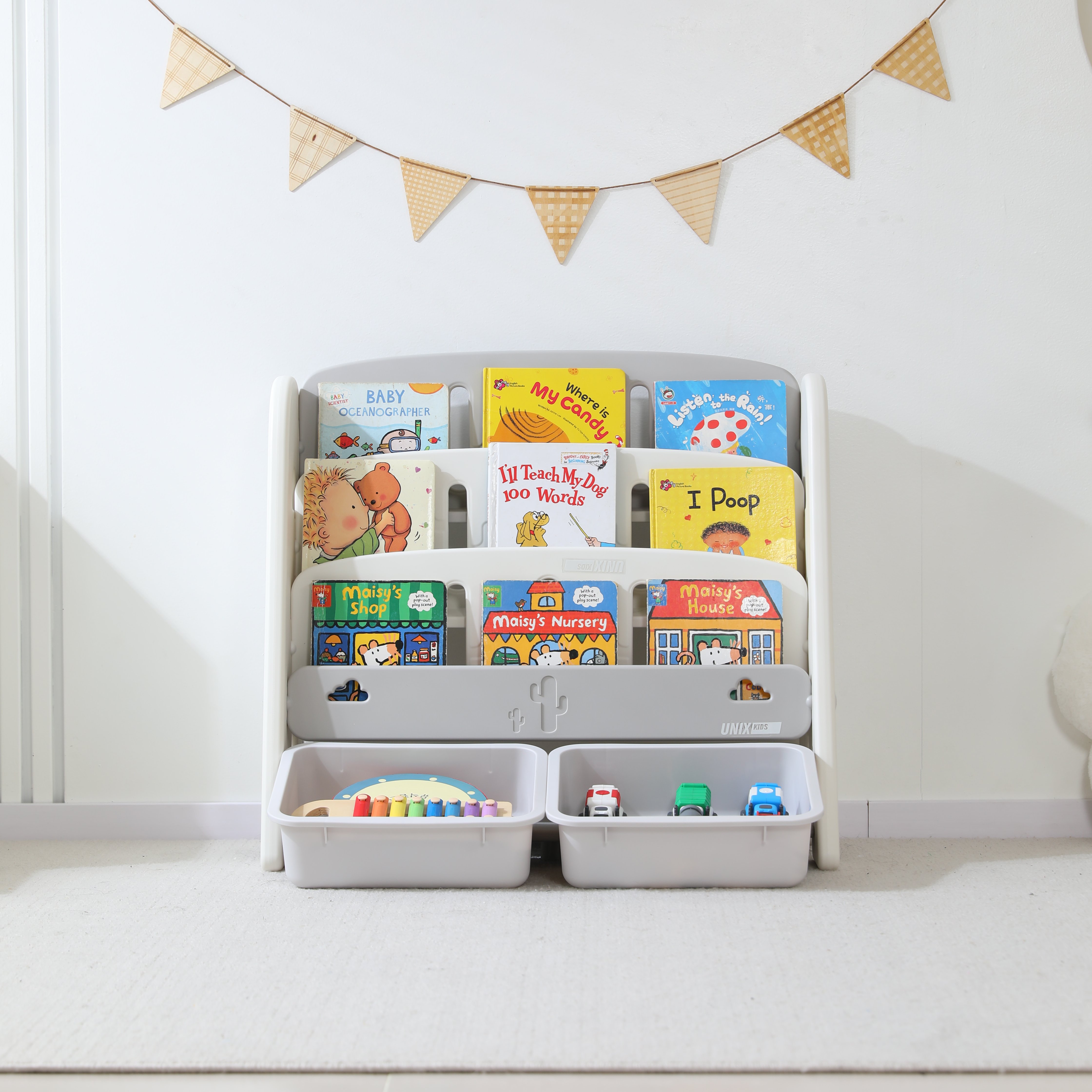 Стеллаж для книг UNIX Kids Сactus Grey - фото 17