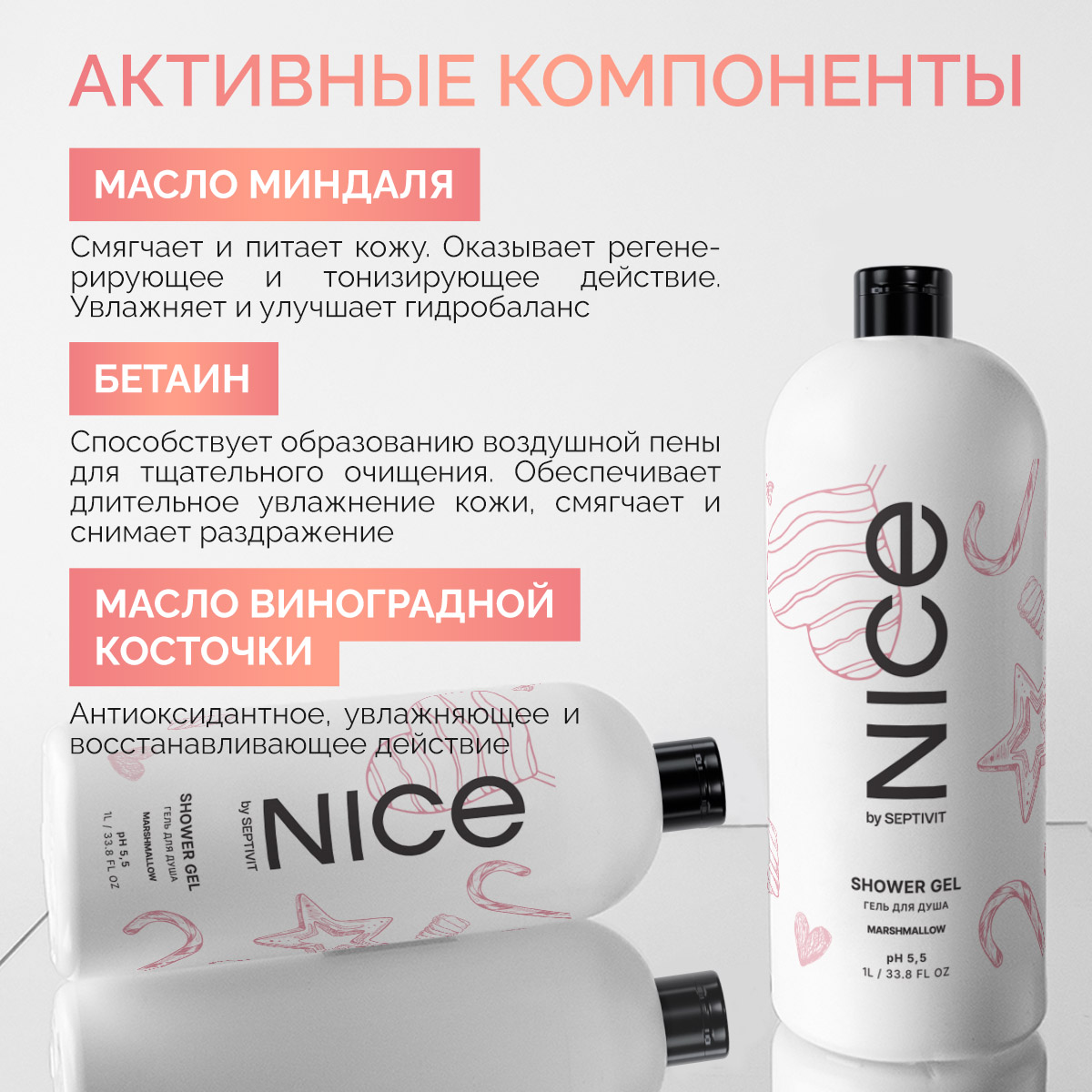 Гель NICE by Septivit Marshmallow 1000 мл - фото 3