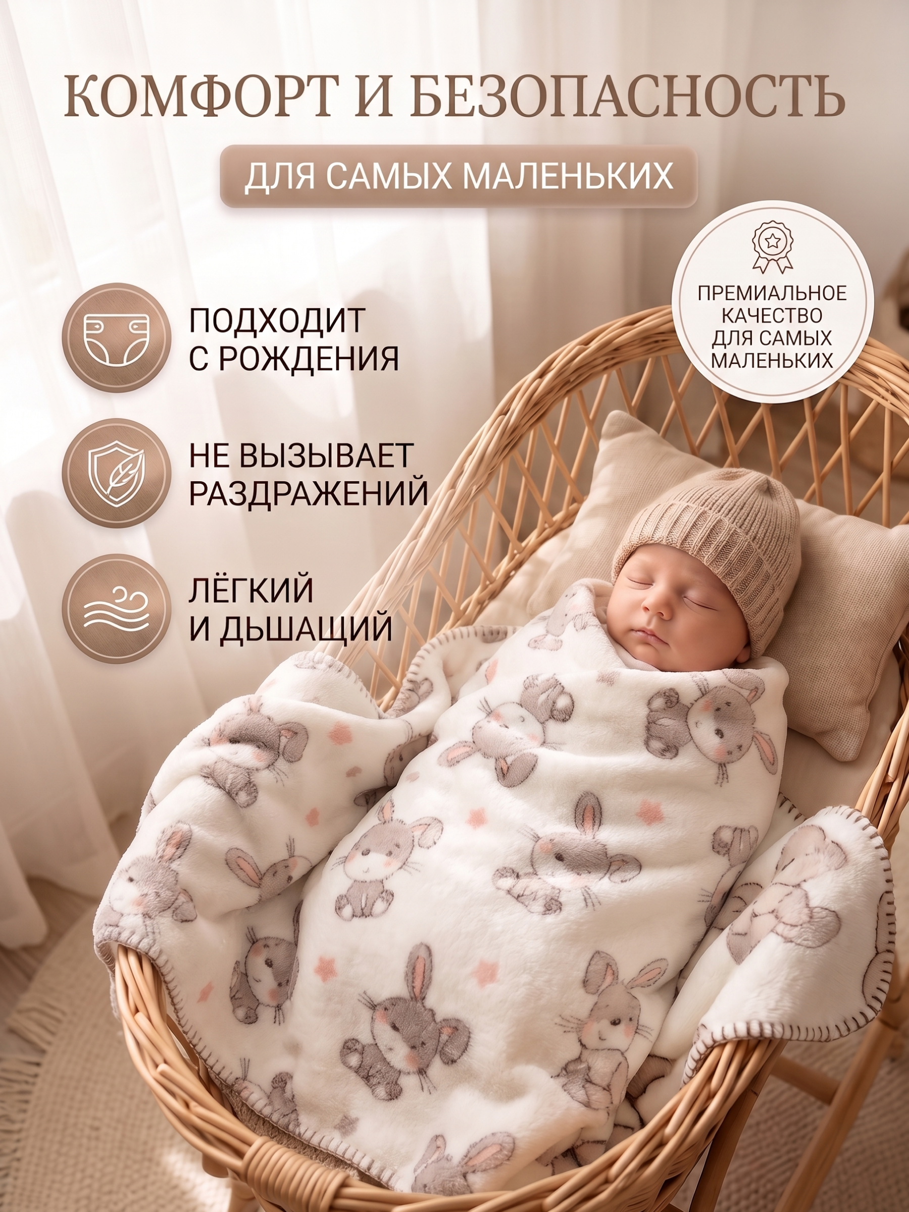 Плед Baby Nice Зайки велсофт 100 x 150 см - фото 4