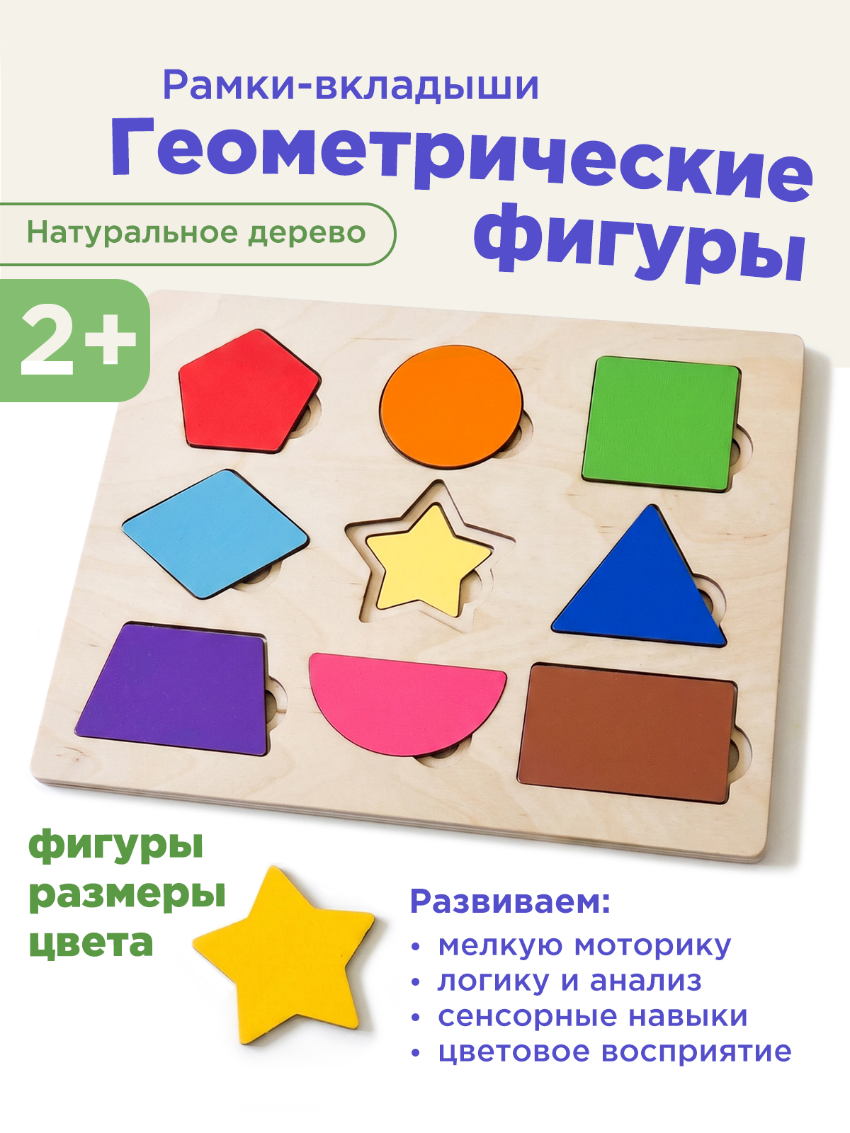 Игрушка Nobikum рамка-вкладыш Геометрические фигуры - фото 1