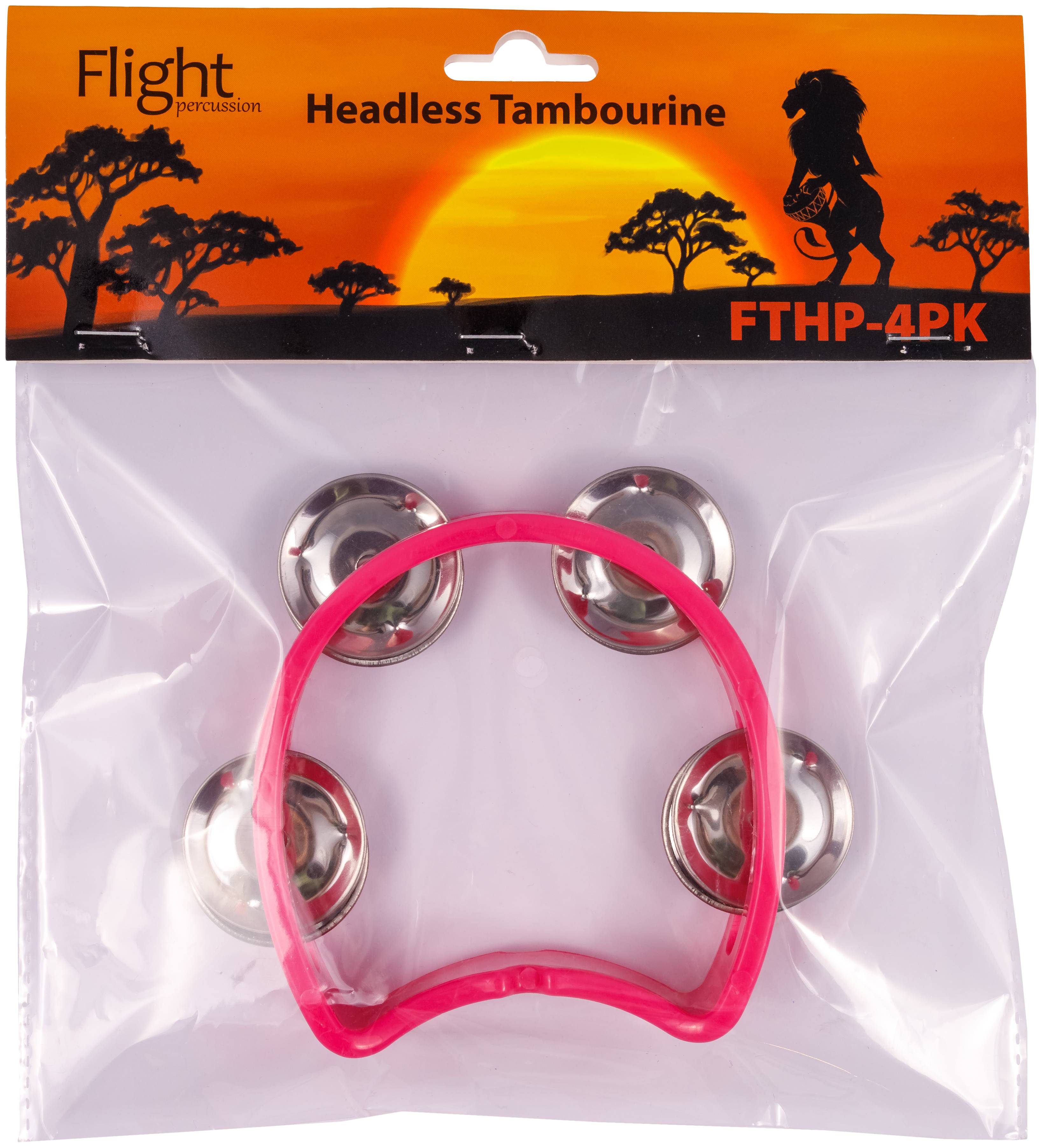 Тамбурин бубен Flight FTHP-4 PK без мембраны цвет розовый - фото 1