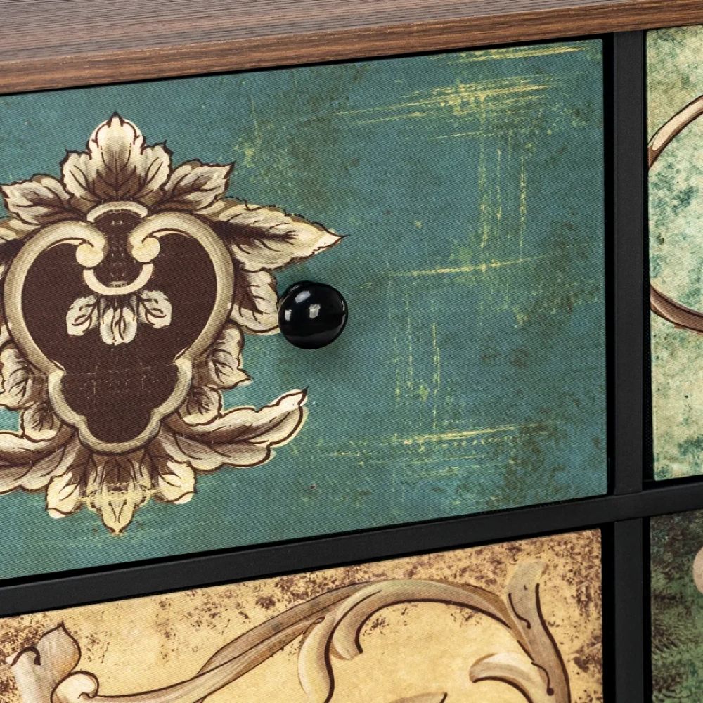 Комод Leset Лунет 9 ящиков Каркас Черный ящики Мульти зеленый - фото 10