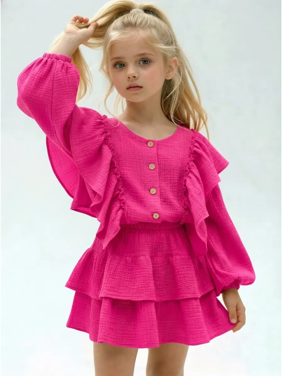 Блузка и юбка Leli dress костюм_муслин_с_юбкой_фуксия - фото 4