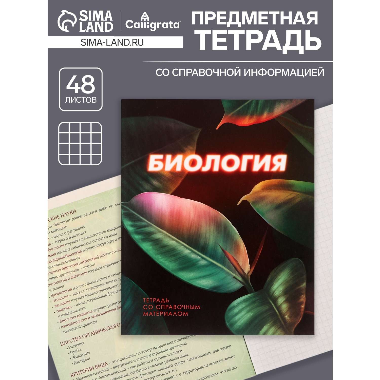 Тетрадь предметная Биология 3D 48л клетка 5927001 - фото 1