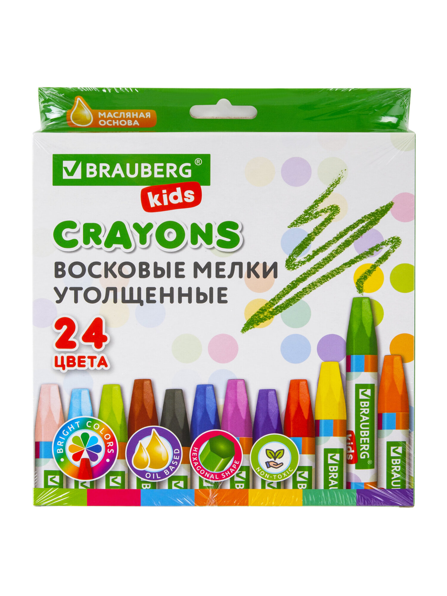 Восковые мелки Brauberg 24 шт. - фото 15