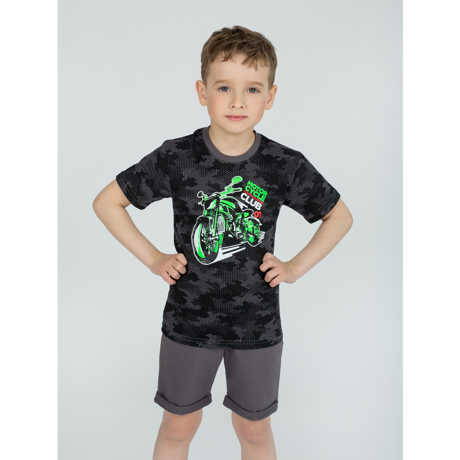 Костюм KiMMi co К-14087049п соты cерый мото - фото 3