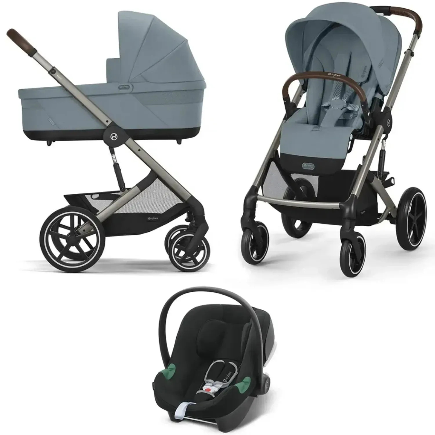 Коляска 3в1 Cybex Balios S Lux TPE голубой - фото 1