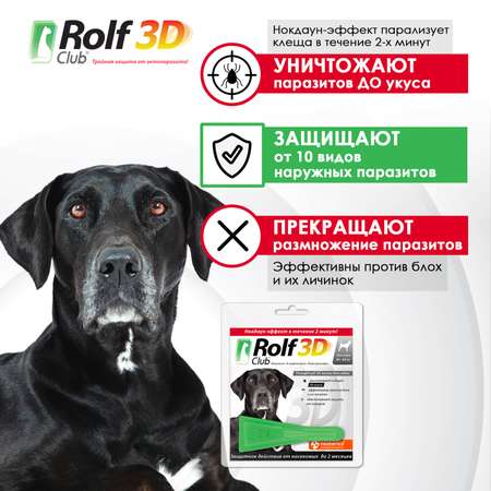 Капли для собак RolfClub3D 40-60кг от блох и клещей 4мл