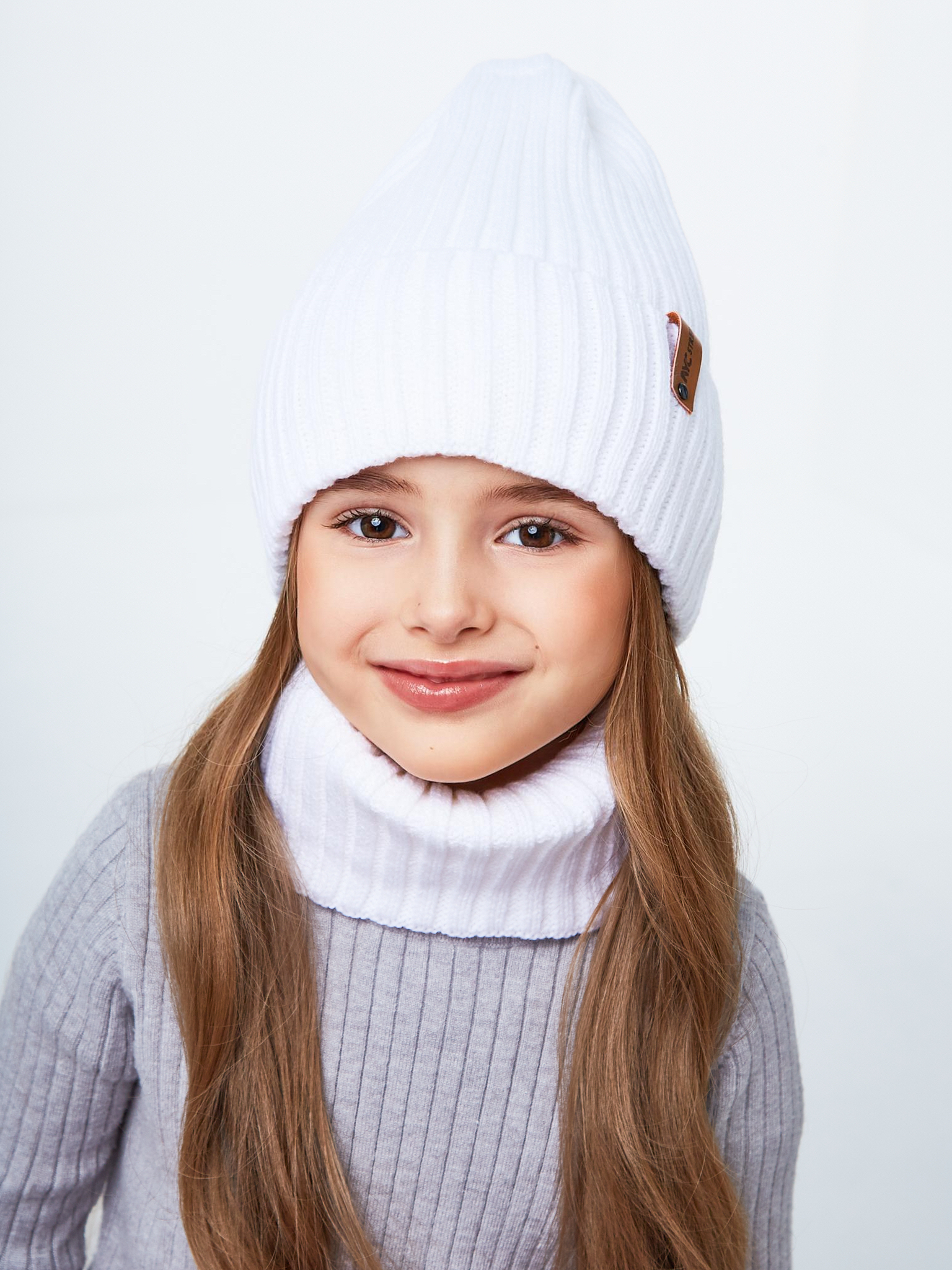Шапка и снуд NYCkids NYC-H-104-GplainW-white - фото 8