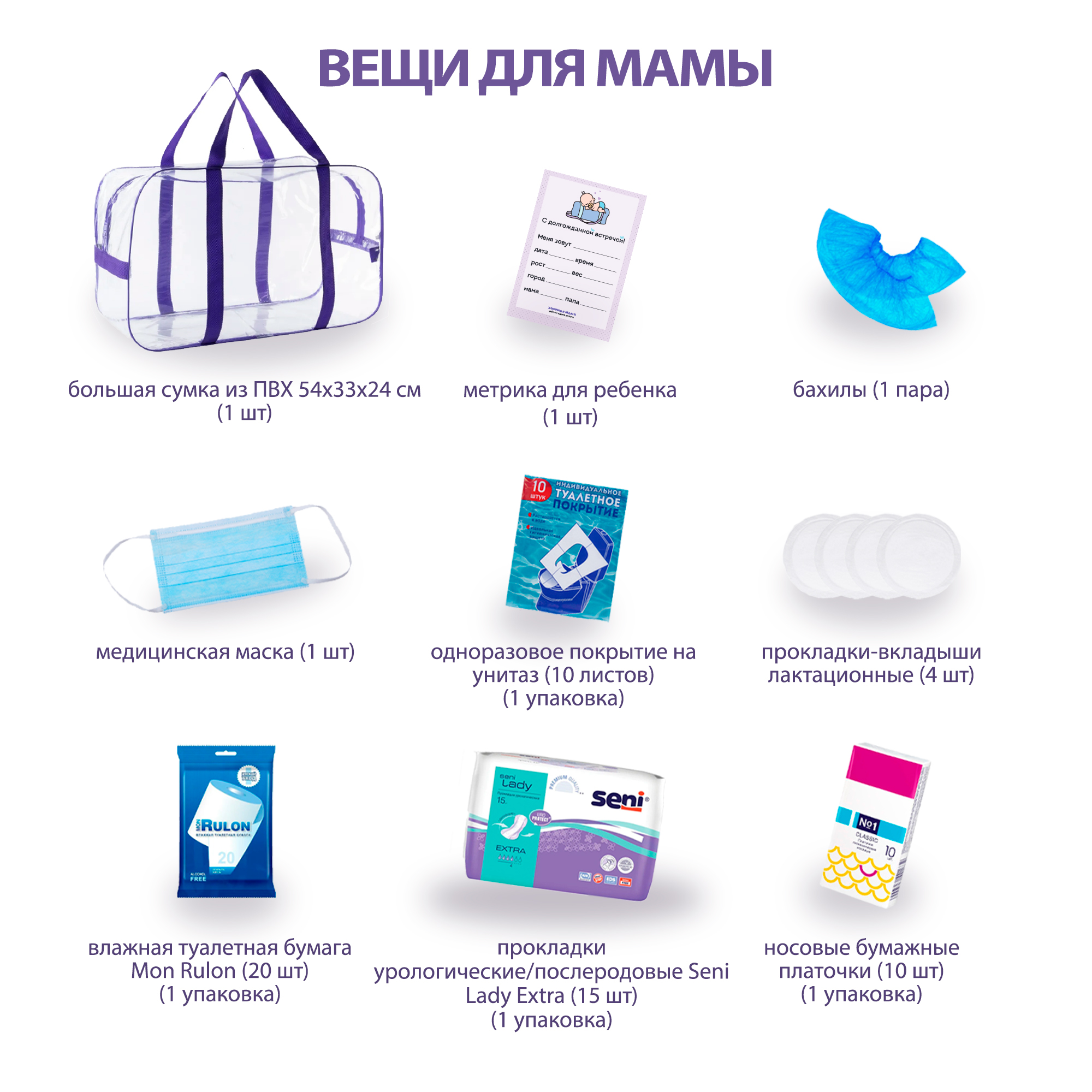 Готовая сумка в роддом Хорошая Мама Оптимальная в большой сумке 26 предметов - фото 6