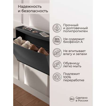 Обувница Econova настенная пластиковая 512х185х380 мм черная