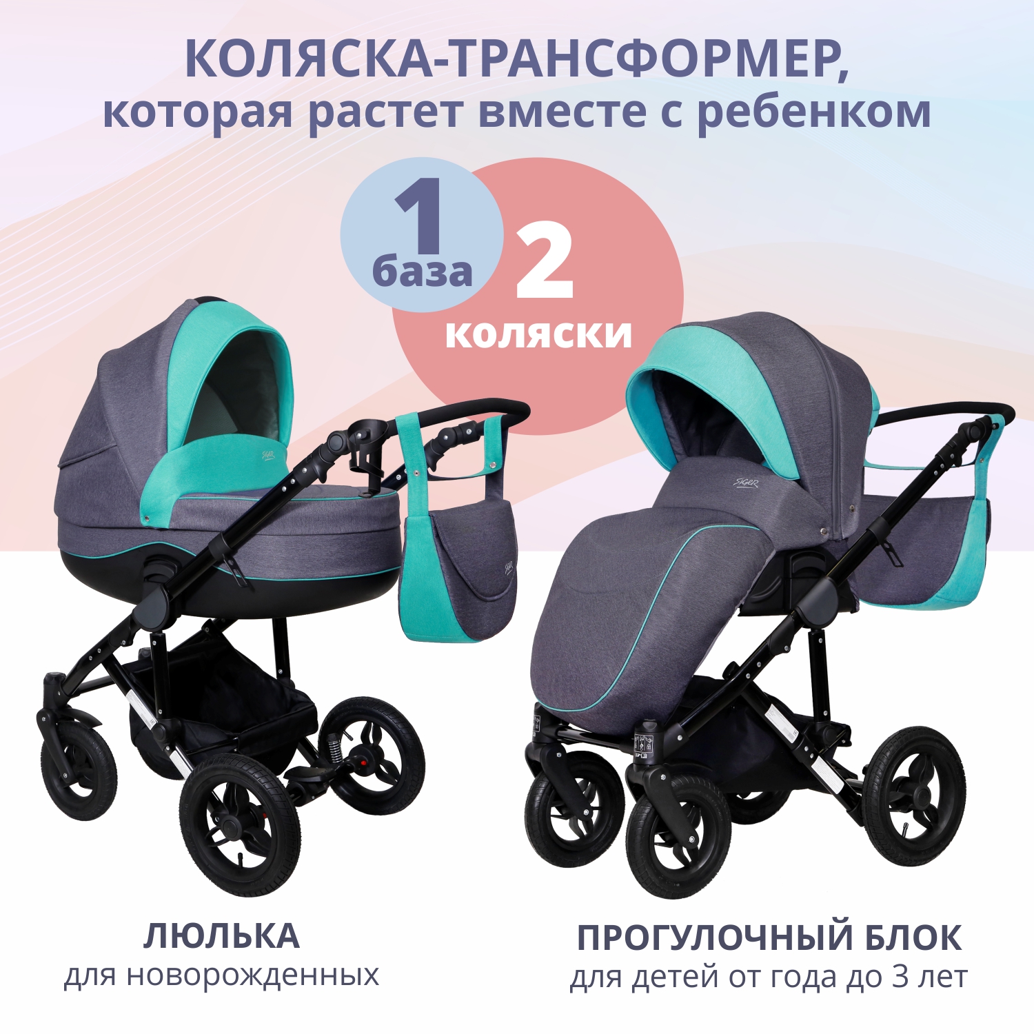 Коляска 2в1 SIGER - фото 4