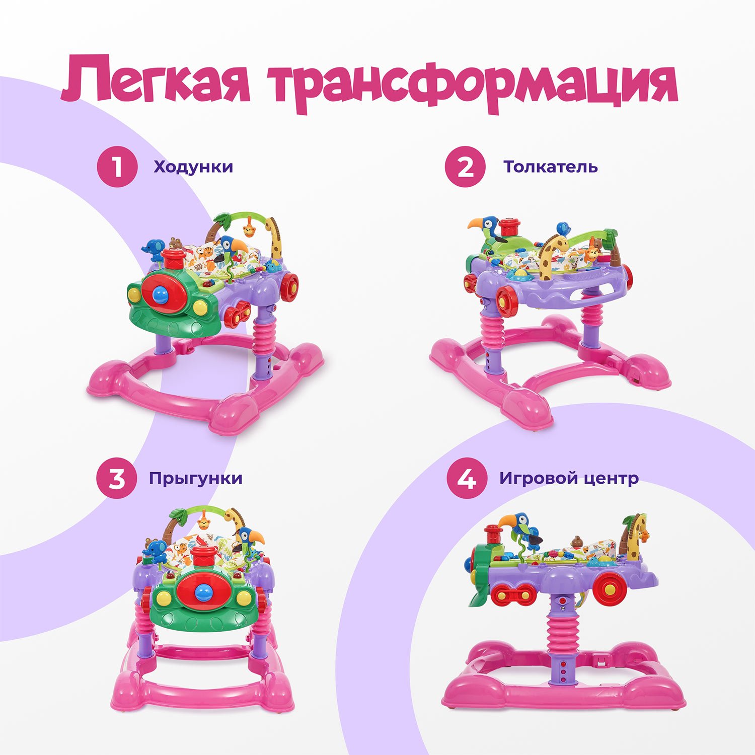 Ходунки Nuovita Treno розовый - фото 2
