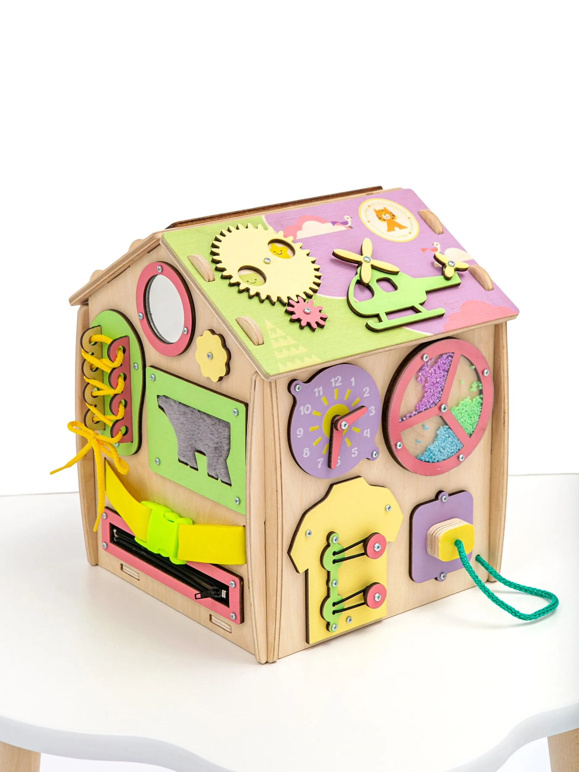 Игрушка Mag Wood бизиборд Кручу-верчу пастельный - фото 5