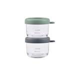 Набор контейнеров 2 шт. BEABA для детского питания и молока стекло 150 мл серый/зеленый