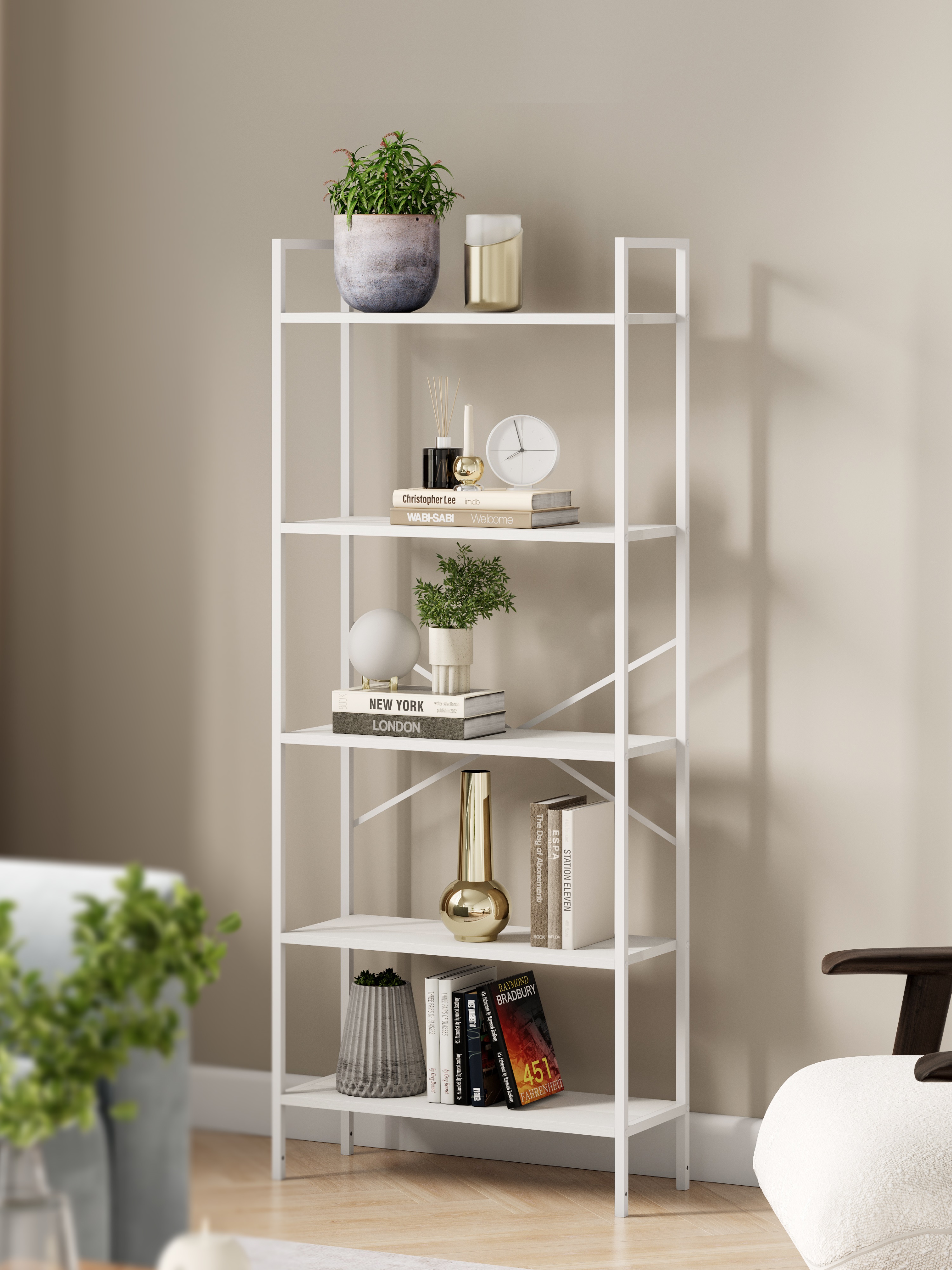 Изображение товара Стеллаж Leset Стилвуд 25 широкий 5 полок Белый/Белый