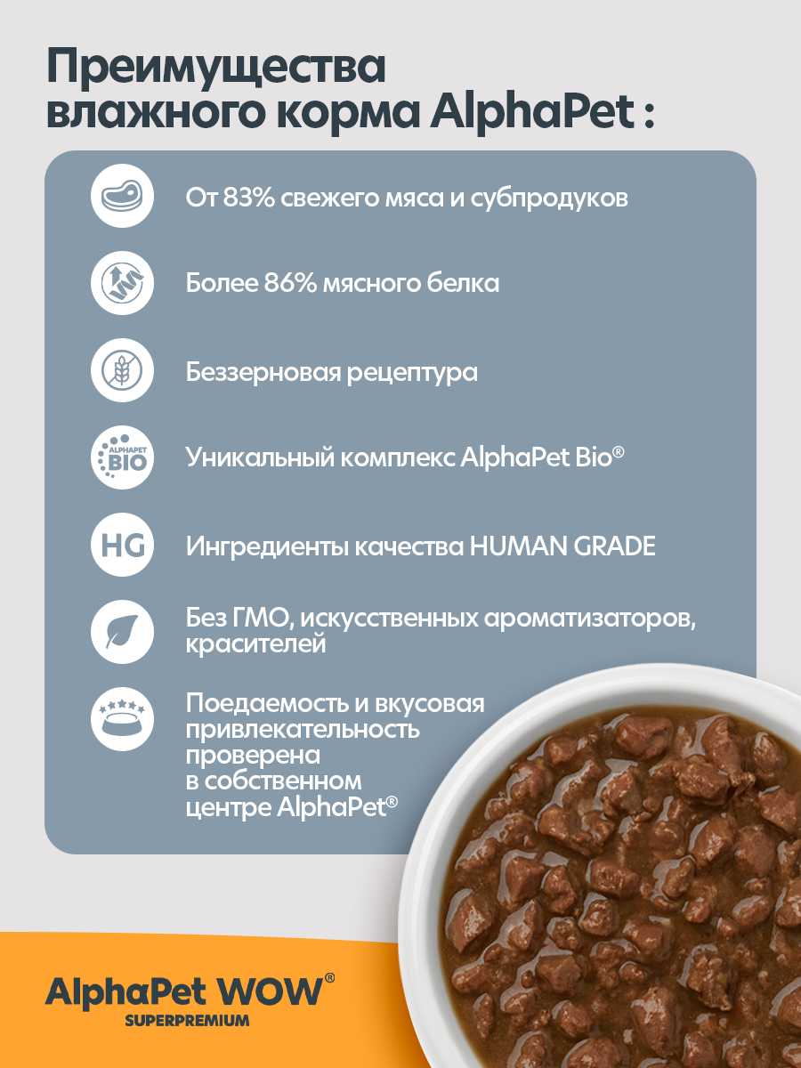 Пауч 28 шт Влажный полнорационный корм AlphaPet для взрослых стерилизованных кошек индейка нежные ломтики в соусе 85 г - фото 3
