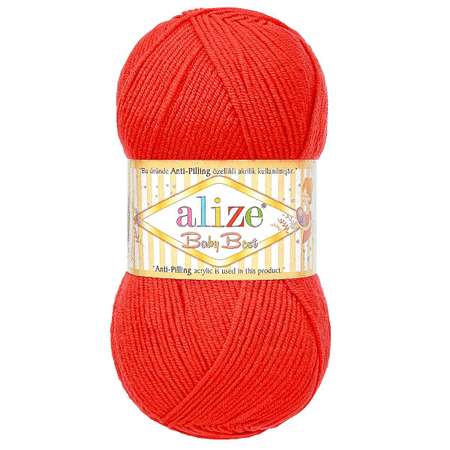 Пряжа для вязания Alize baby best бамбук акрил с эффектом антипиллинг 100 г 240 м 56 красный 5 мотков
