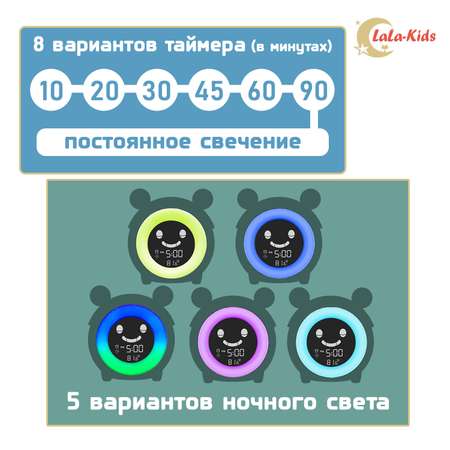 Часы-будильник LaLa-Kids Электронные Лягушонок с ночником и тренировкой сна
