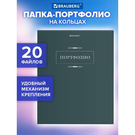 Портфолио школьника Brauberg папка А4 на кольцах 20 файлов для девочки и мальчика