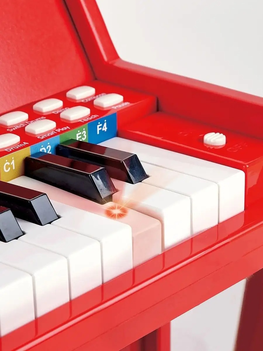 Игрушка музыкальная Hape Пианино красный с табуреткой пианино - фото 8