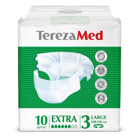 Подгузники TerezaMed впитывающие на липучках Extra Large №3 100-150 см 10 шт