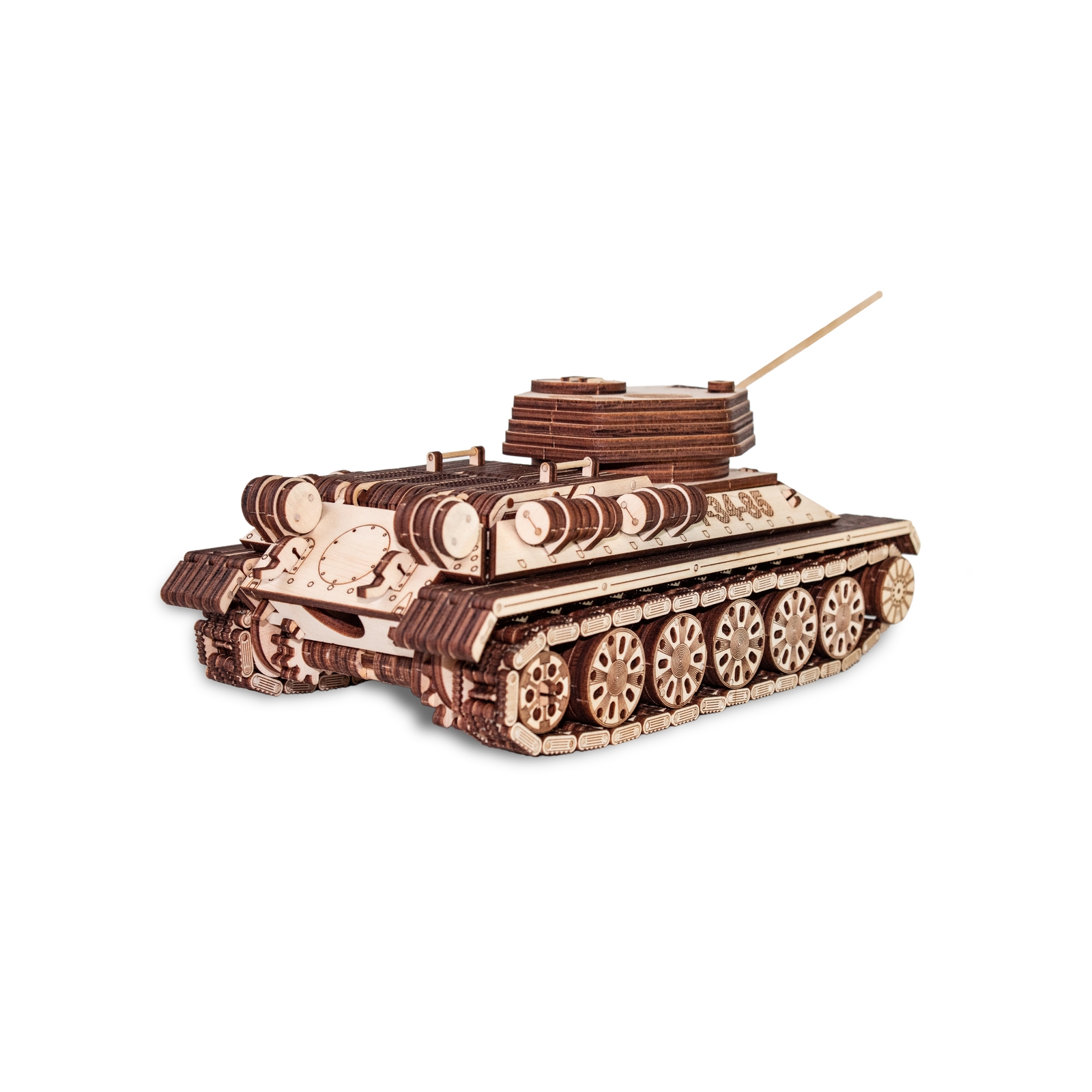 Конструктор Eco Wood Art Танк Т-34-85 деревянный 965 дет. - фото 7