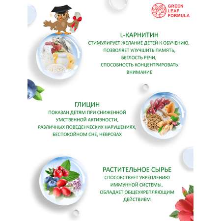 Детский сироп для памяти Green Leaf Formula Глицин с L-карнитином 100 мл