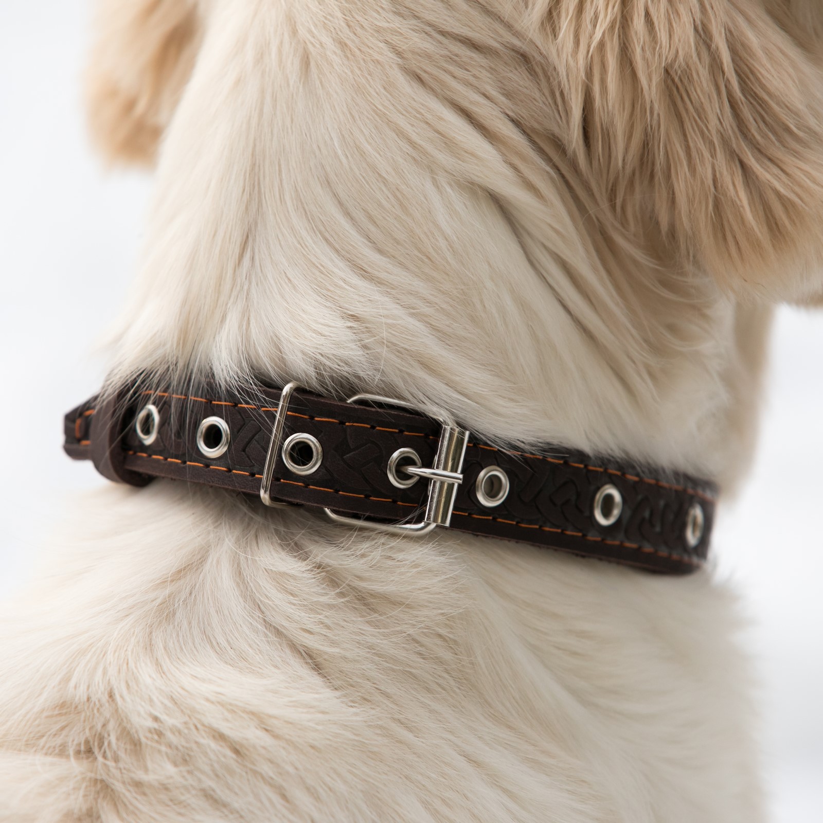 Ошейник Пижон кожаный коричневый - фото 6