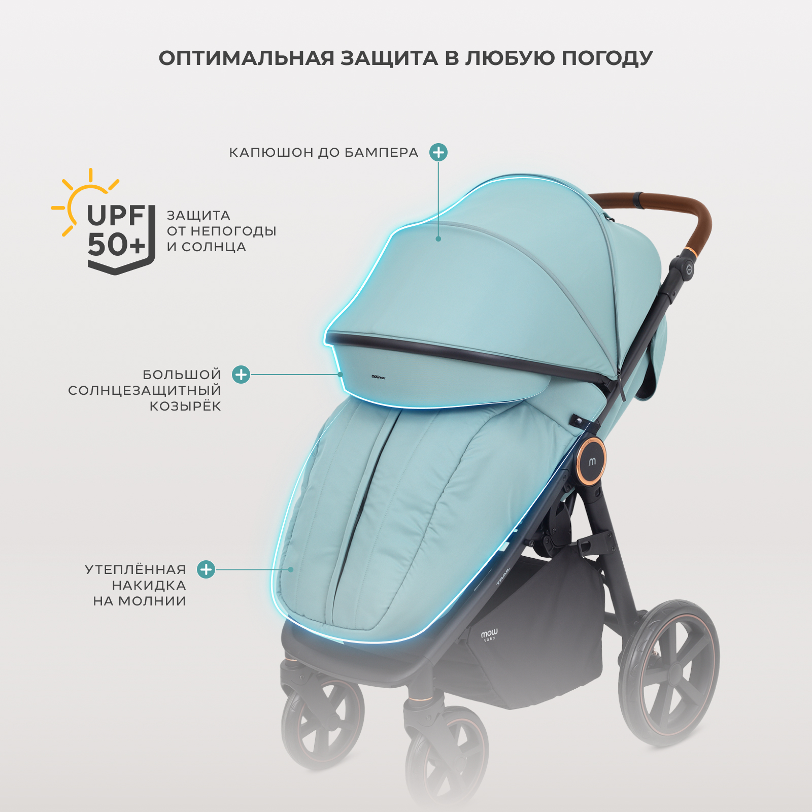 Коляска прогулочная MOWbaby Trail зеленый - фото 3