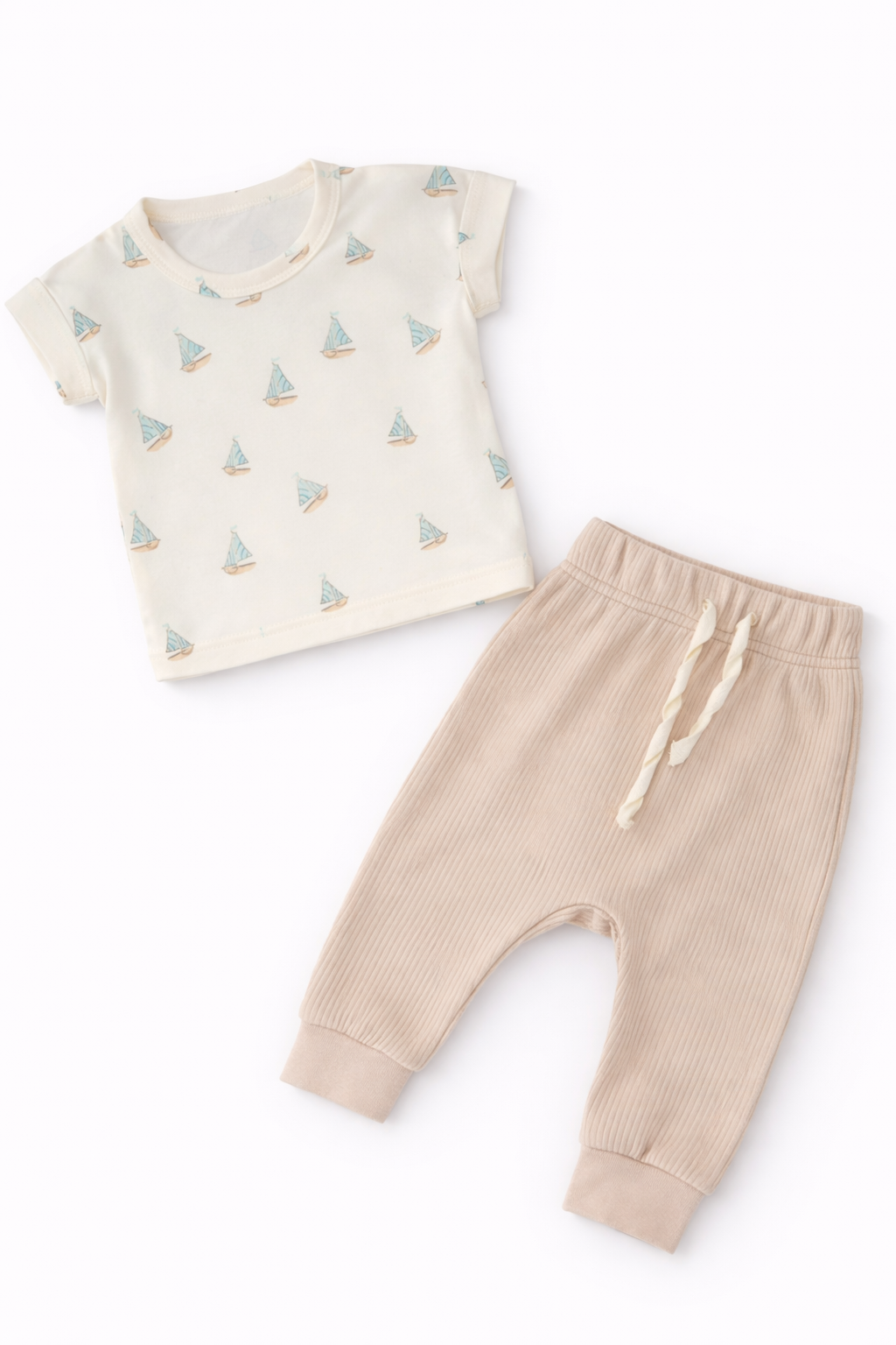 Футболка и штанишки Супер Пупс нбр/фут/штан/паруса/кофе - фото 1