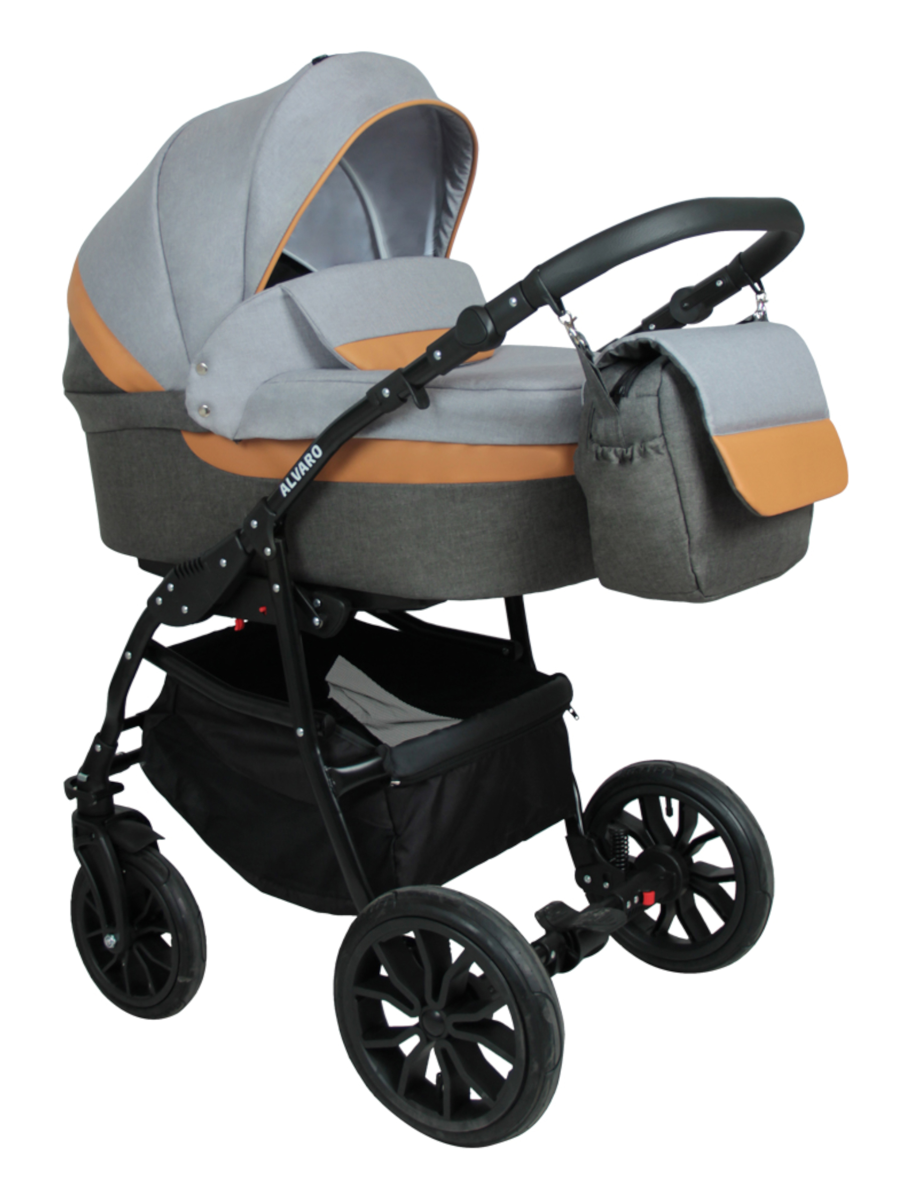 Коляска 3в1 alis Alvaro F 05 серый-оранжевый - фото 1