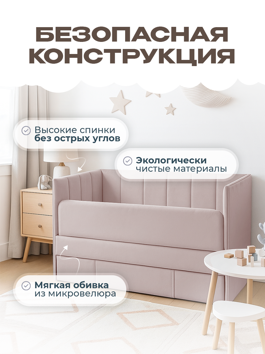Кровать Три Кроватки Тито (розовый) - фото 6