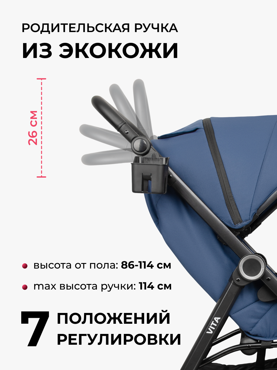 Коляска прогулочная Costa Vita синий - фото 5