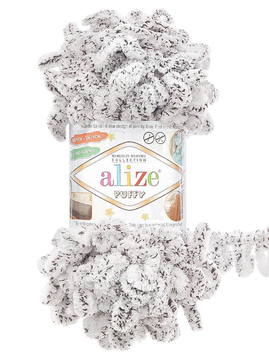 Пряжа для вязания Alize puffy 100 г 9 м микрополиэстер фантазийная плюшевая 686 белый леопард 5 мотков - фото 4