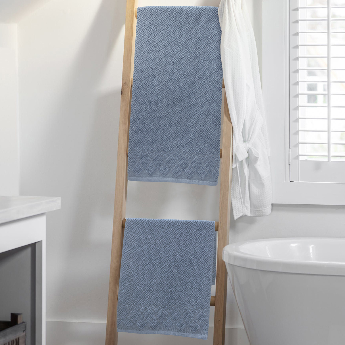 Полотенце BRAVO Ромб 50*70 + 70*120 синий 2 шт. - фото 3