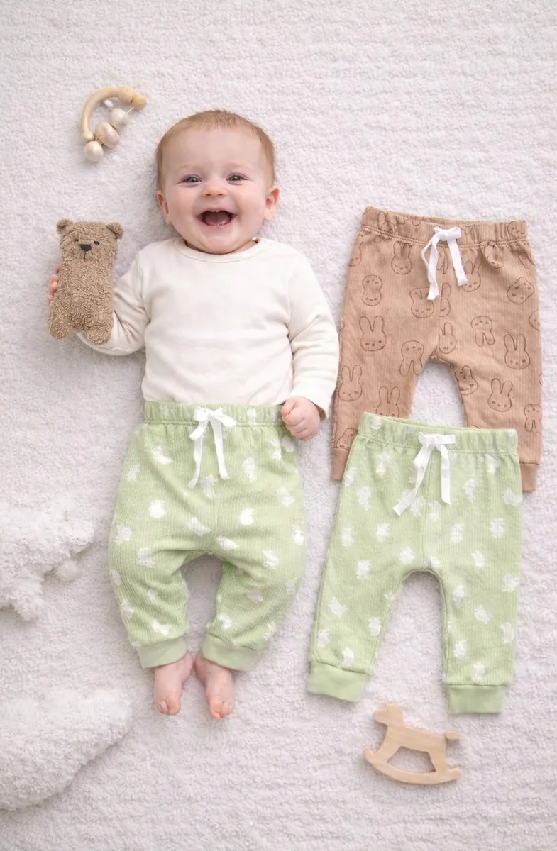 Штанишки 2 шт Mark Formelle (Марк Формэль) 85118-2/зайки на бежевом +зайчата на св.зеленом - фото 1