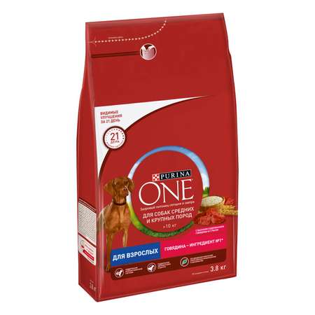 Корм для собак Purina One средних и крупных пород говядина-рис 3.8кг
