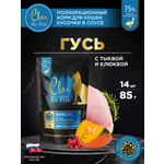 Корм влажный для кошек Clan De File Гусь с клюквой кусочки в соусе пауч 85г 14 шт