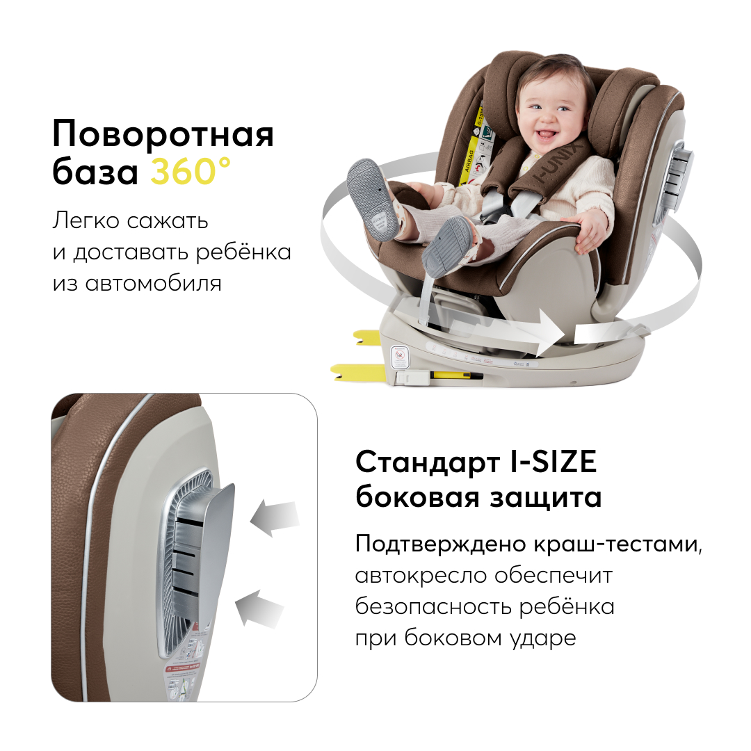 Автокресло Happy Baby I-Unix Isofix 0+/1/2/3 (0-36 кг) коричневый - фото 2