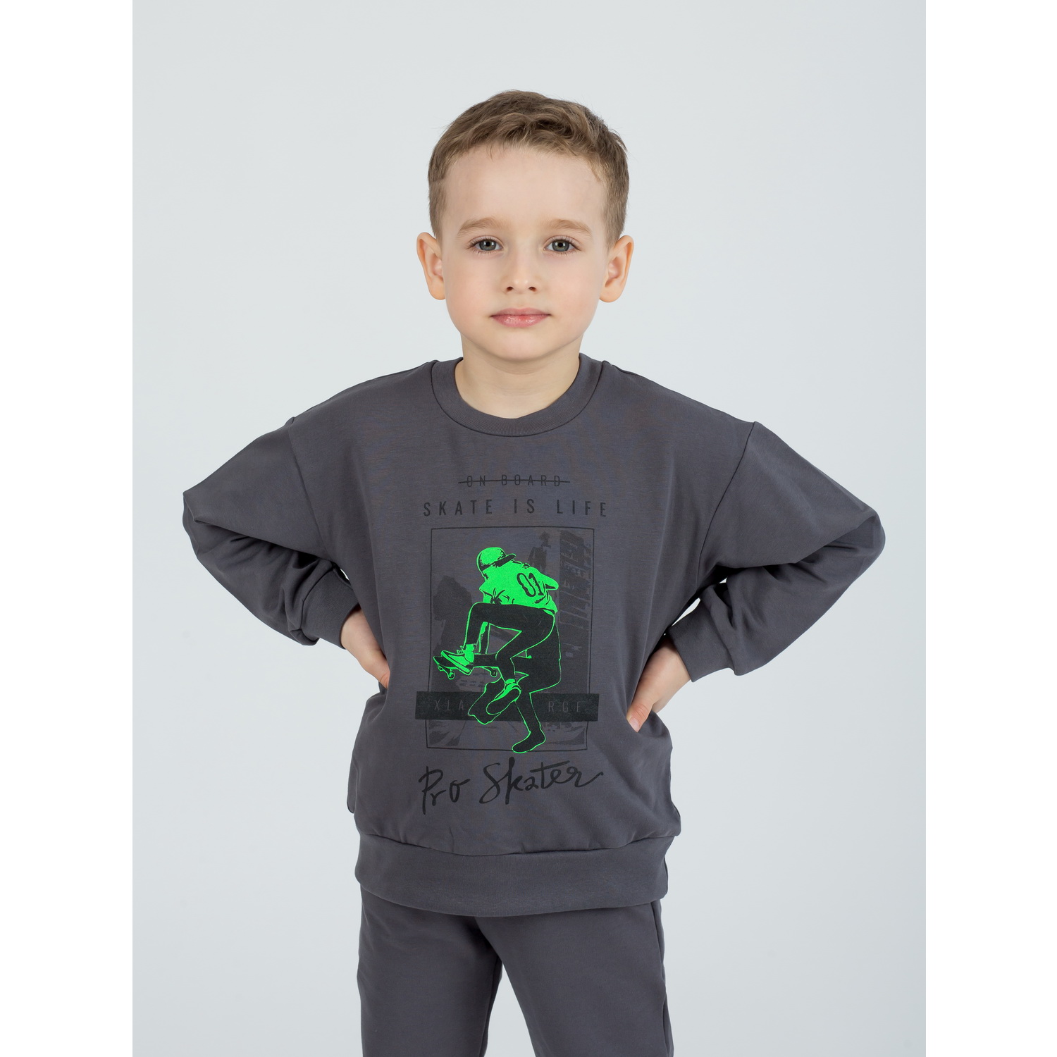 Костюм KiMMi co К-14087045г серый скейтер - фото 3