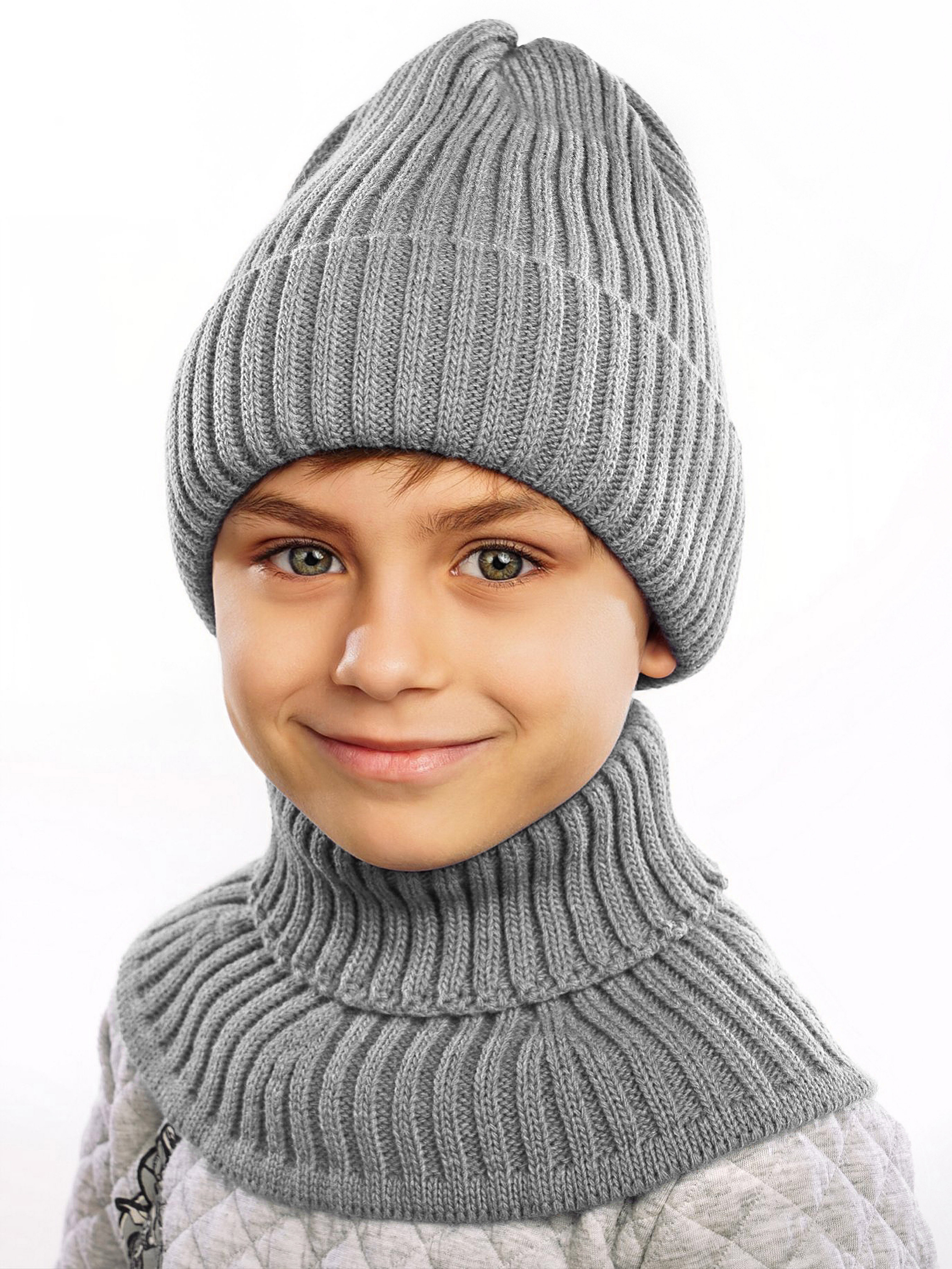 Шапка и снуд ПриКиндер U-W_233979 Цвет: Серый меланж - фото 9