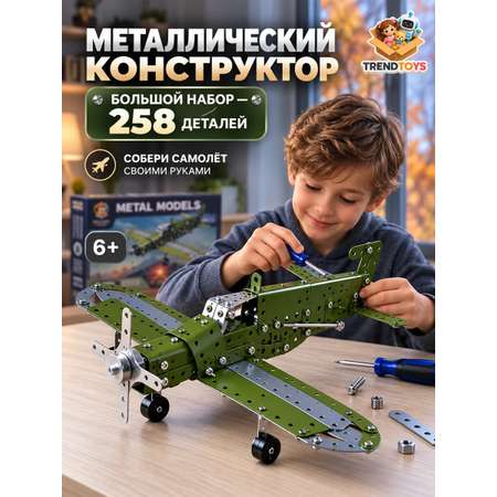 Конструктор TrendToys Самолёт металлический 258 дет.